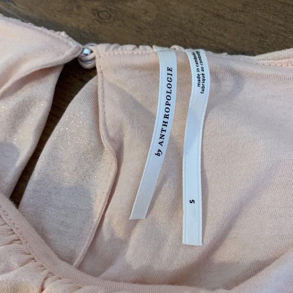 By Anthropologie Light Pink Shimmer Bubble Top Sz Small  Party Classy - Picture 6 of 11